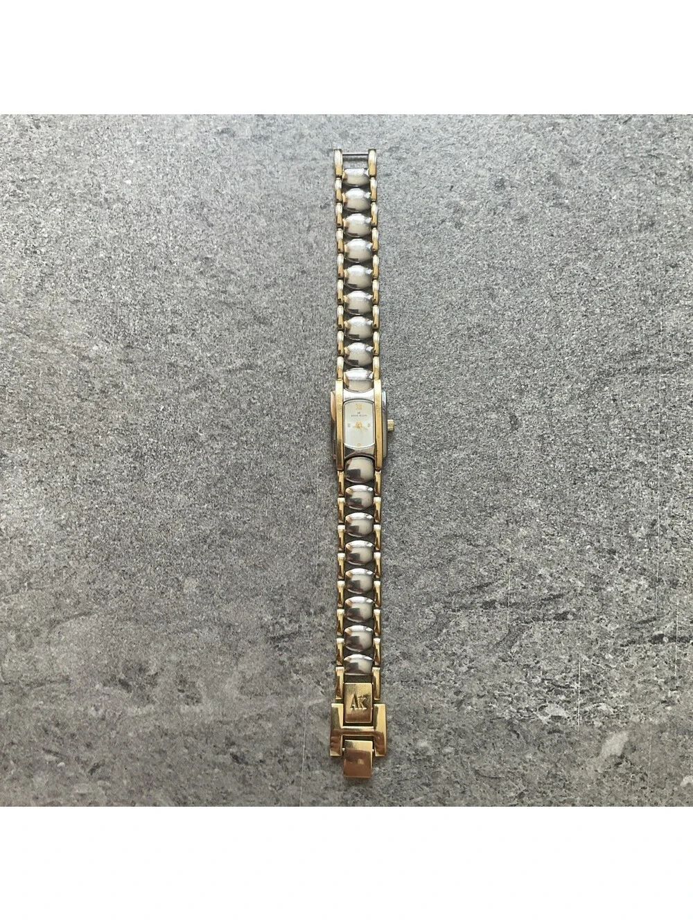 Beautiful Anne Klein Womens Tank Style Watch 18mm Two Tone Case And Band A6